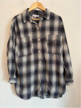 Uniqlo x Ines de la Fressange Plaid Button Down Flannel Shirt, Womens Size L